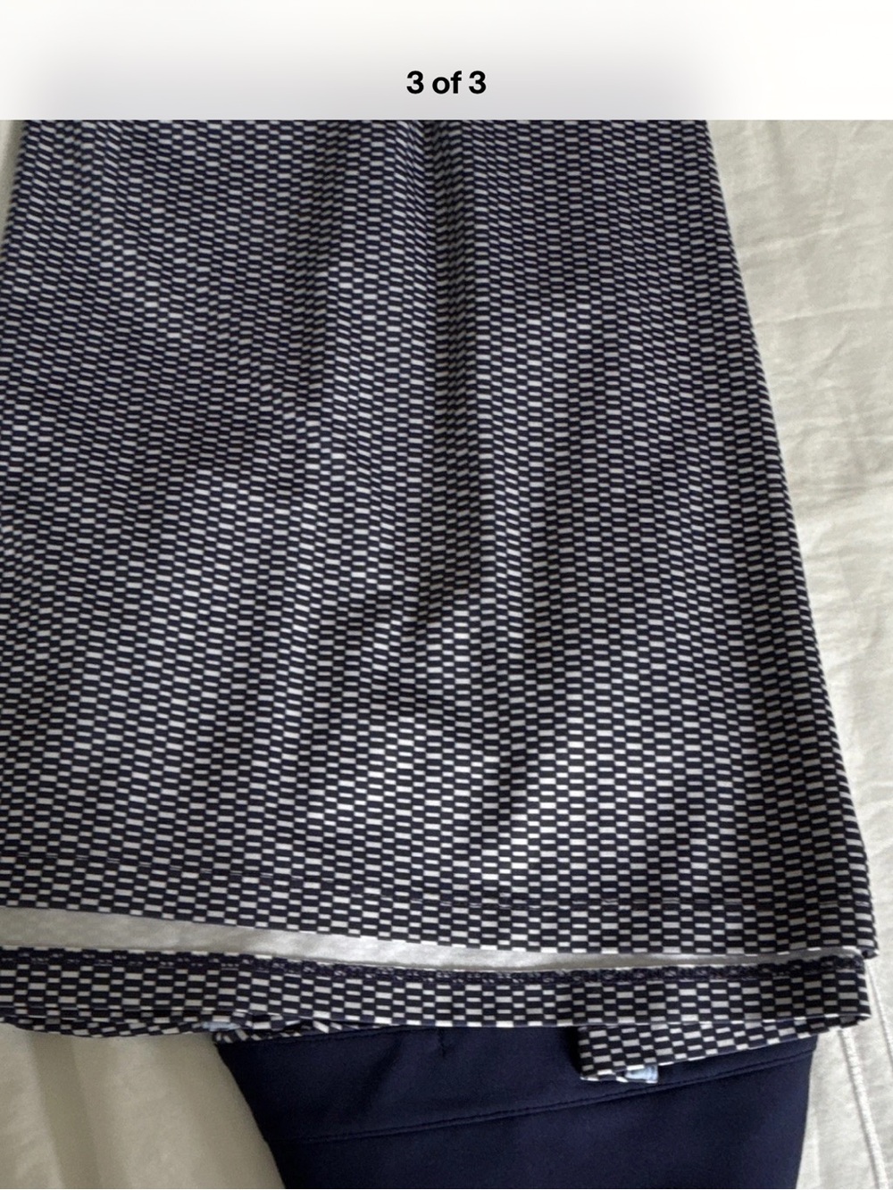 Greyson Navy and White Patterned A-Line Skirt